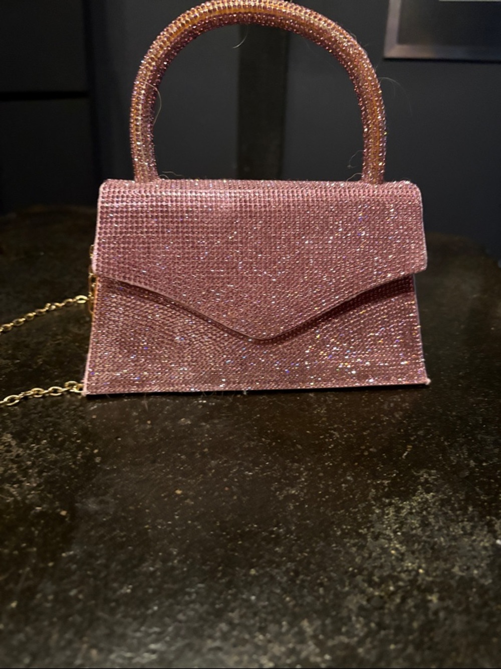 Steve Madden Pink Crystal Mini Top-Handle Bag